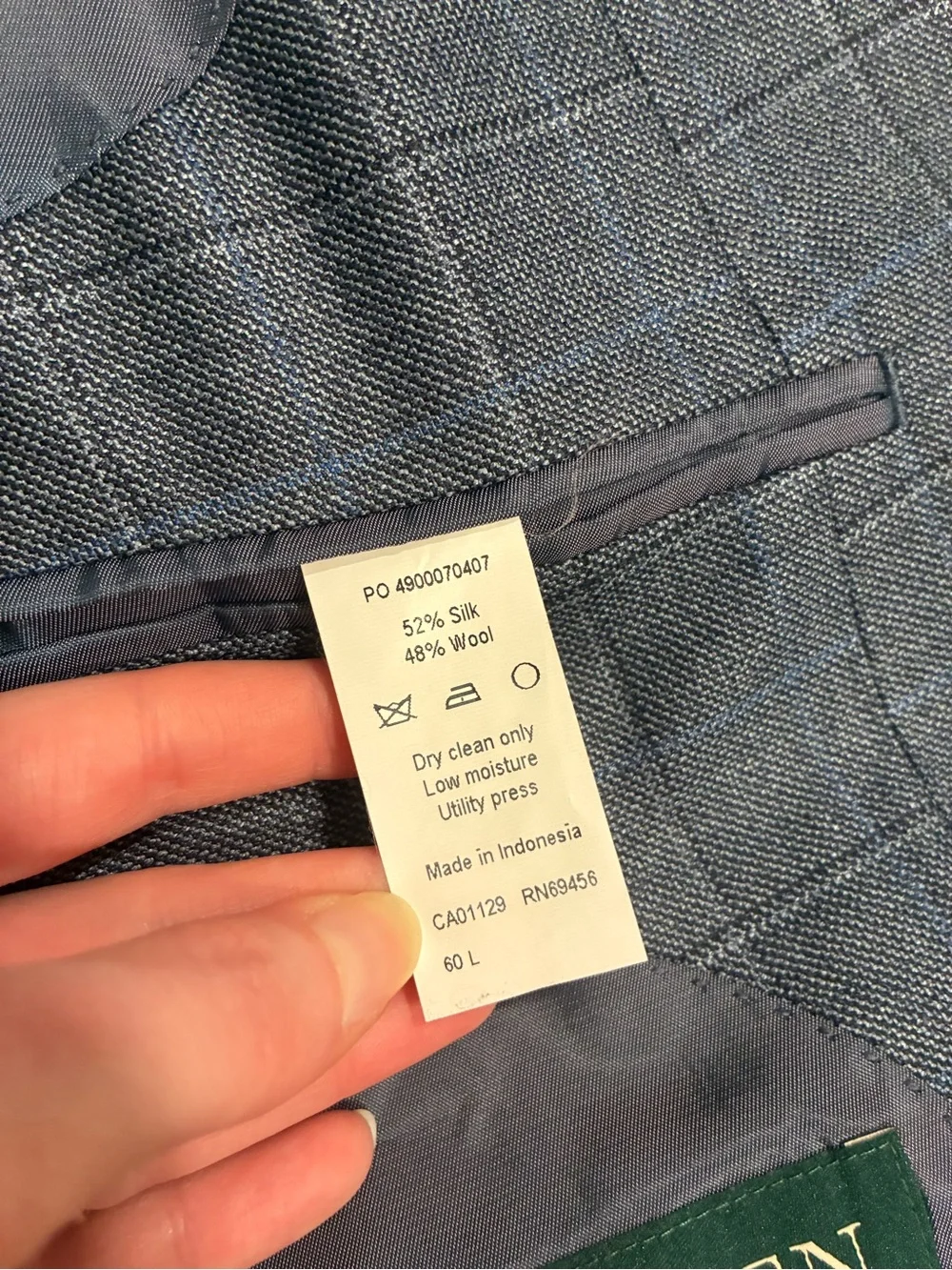 NWT Lauren Ralph Lauren Men’s Silk Wool Windowpane Plaid Blazer Size 60L